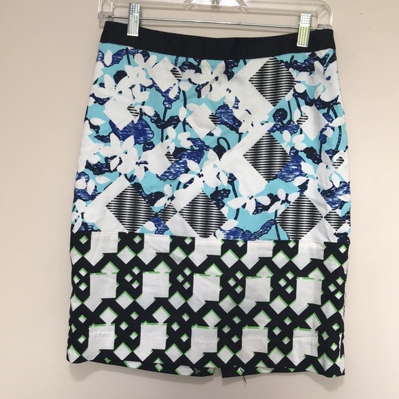 Peter Pilotto for Target geometric floral two tone pencil skirt sz 6 - Picture 3 of 12